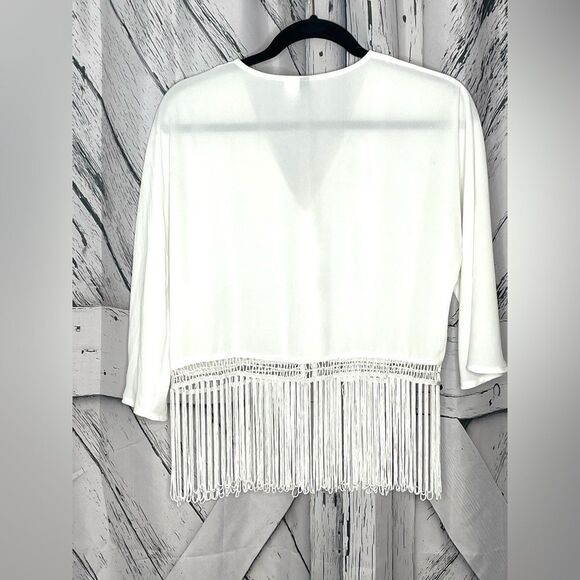 H&M Divided Sheer Fringe Top B-Neck S - Picture 2 of 6